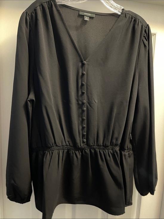 Alfani Tops - Alfani Black Button-Front Peplum Blouse